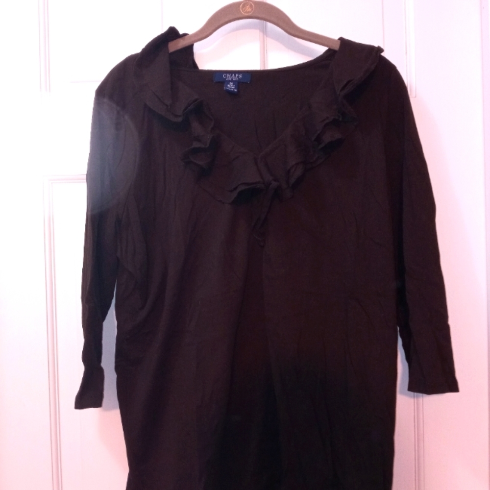 NWOT Chaps  ruffled neck top. 2X
